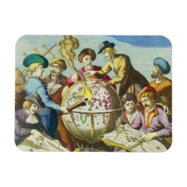 Imán Exploradores antiguos con mapa de globo antiguo, 1