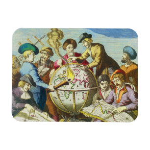 Imán Exploradores antiguos con mapa de globo antiguo, 1