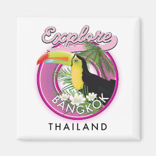 Imán explorar el logotipo de viaje de Bangkok indonesia
