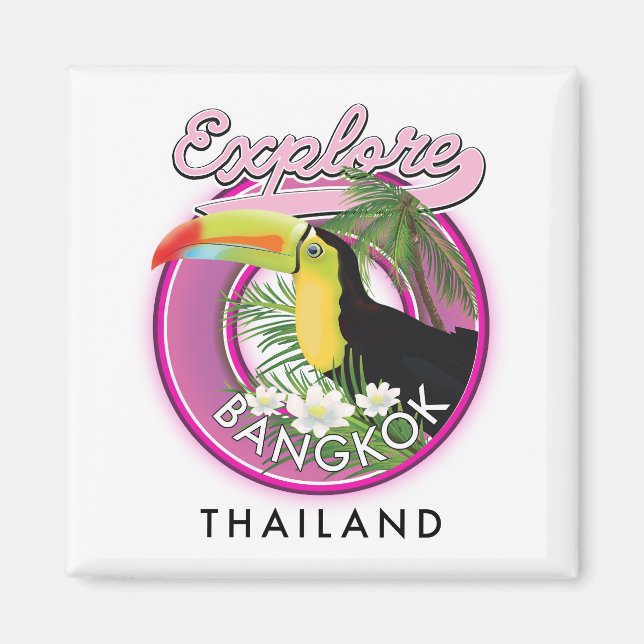 Imán explorar el logotipo de viaje de Bangkok indonesia (Frente)