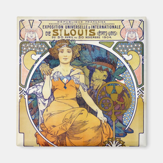 Imán Exposición de St. Louis, Mucha (Frente)