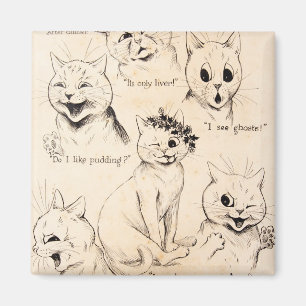 Imán Expresiones faciales de varios gatos, Louis Wain