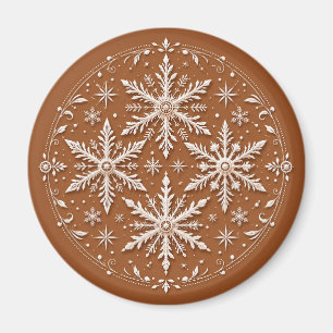 Imán Exquisitos copos de nieve blancos intrincados