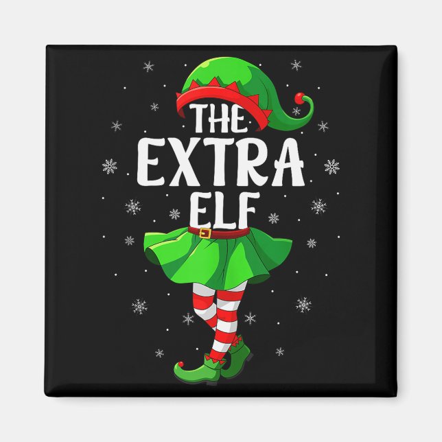 Imán Extra Elf Christmas Girls Women Elf Squad Xmas Fam (Frente)