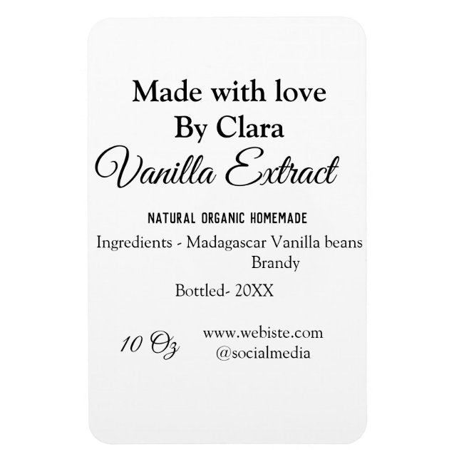 Imán Extracto de vainilla de ingredientes caseros añadi (Vertical)