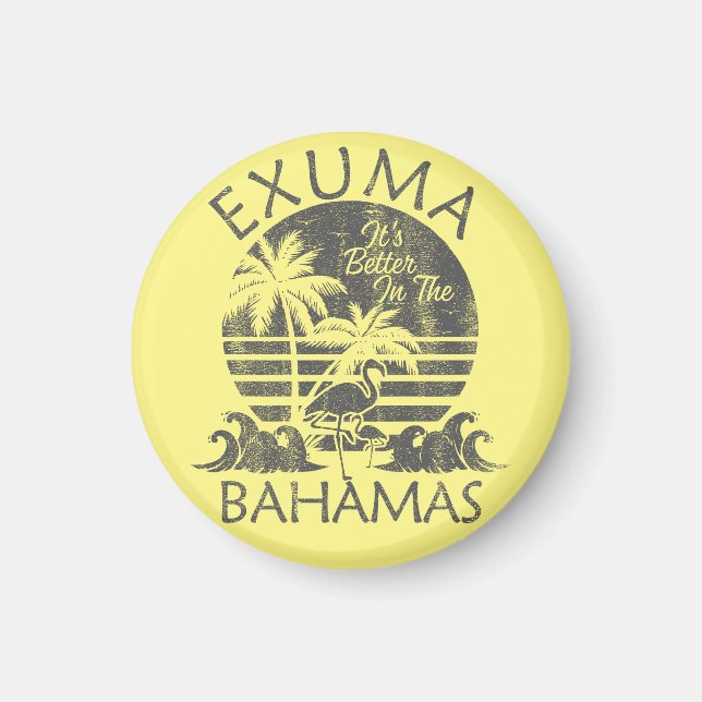 Imán Exuma Bahamas Magnet Vacation Cruise Retro Beach (Frente)