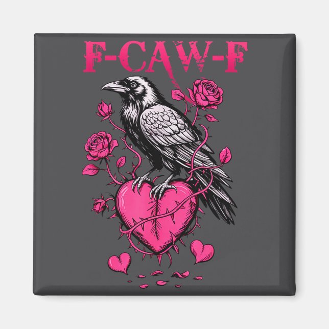 Imán F-caw-f Black Crow Black Bird Roses Heart Funny Va (Frente)