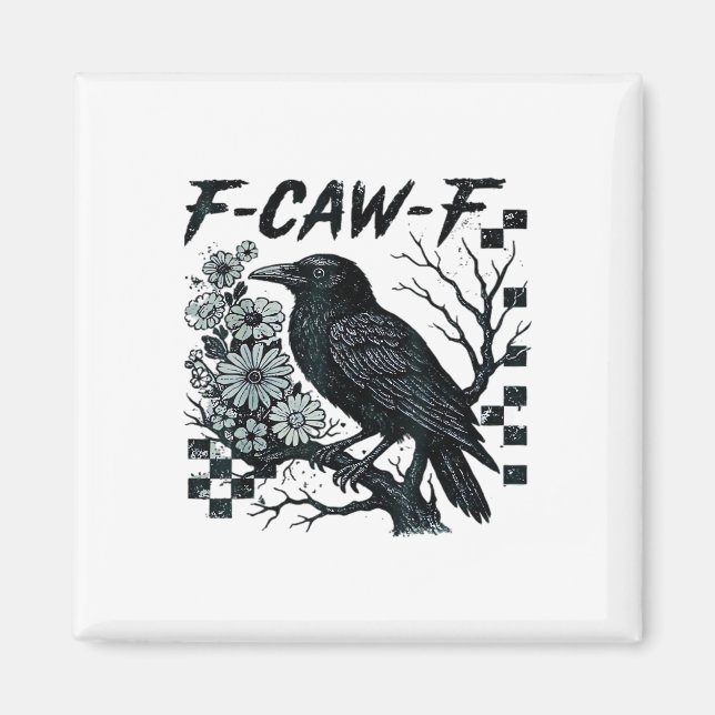 Imán F-Caw-F Cuervo Pájaro Retro Clásico (Frente)
