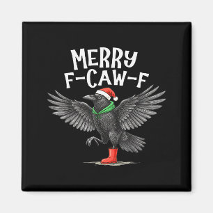Imán F-caw-f Feliz Navidad Cuervo Divertido