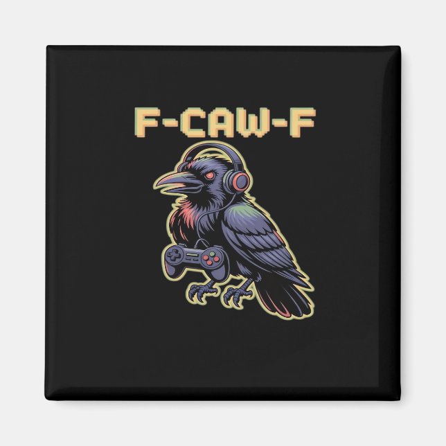 Imán F-Caw-F Gaming Raven With Headphones - Edgy Stream (Frente)