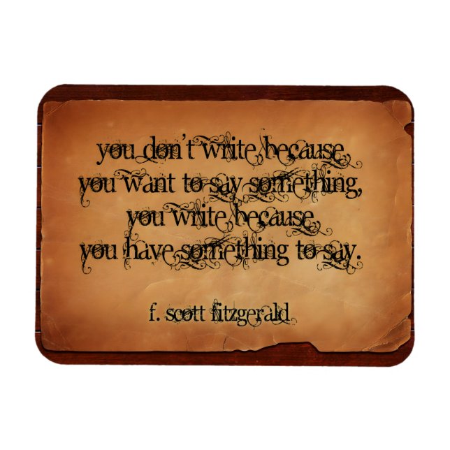 Imán F. Scott Fitzgerald Cita Inspiradora "Escribir" (Horizontal)