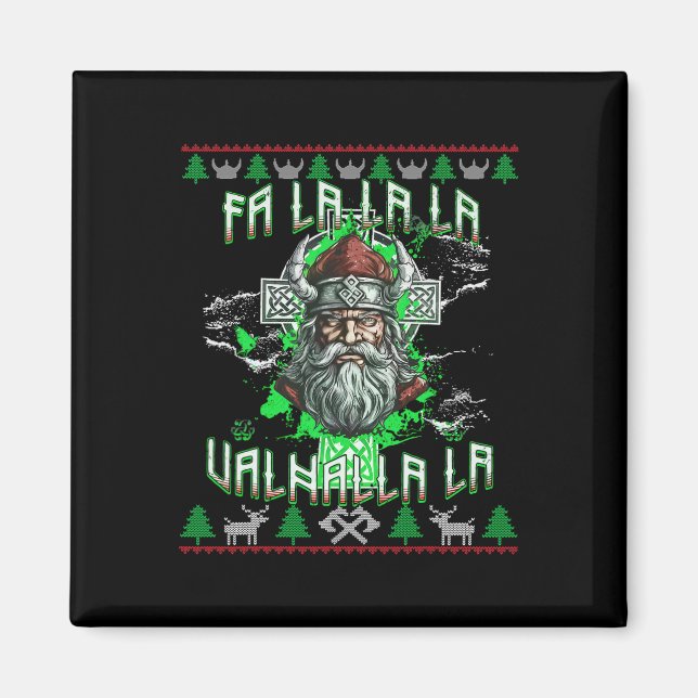 Imán Fa La 8 Valhalla Santa Hat Viking Skull Navidades (Frente)