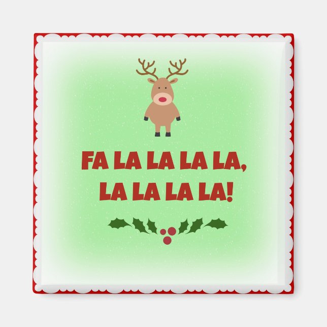 Imán Fa La La La La Navidad Botón Cuadrado (Frente)
