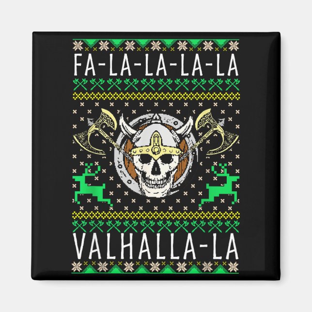 Imán Fa-la-la-la Valhalla-la Dios Vikingo Feo de Navida (Frente)