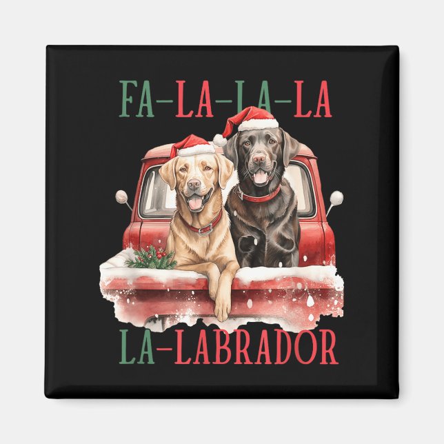 Imán Fa La La Labrador Divertida Navidad  (Frente)