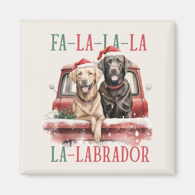 IMÁN FA LA LABRADOR DOG RED TRUCK FURRY NAVIDADES (Frente)