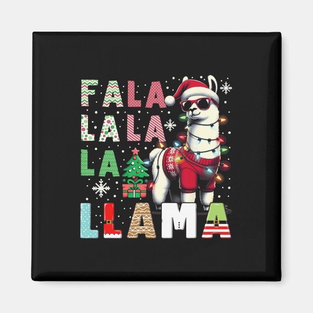 Imán Fa La Llama Es Graciosa Llama Navidades De Animale (Frente)