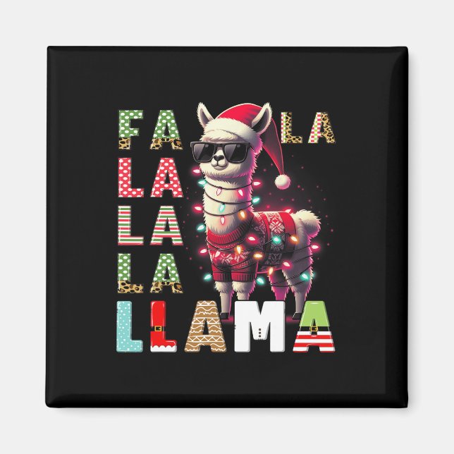 Imán Fa La Llama Es Graciosa Llama Navidades De Animale (Frente)