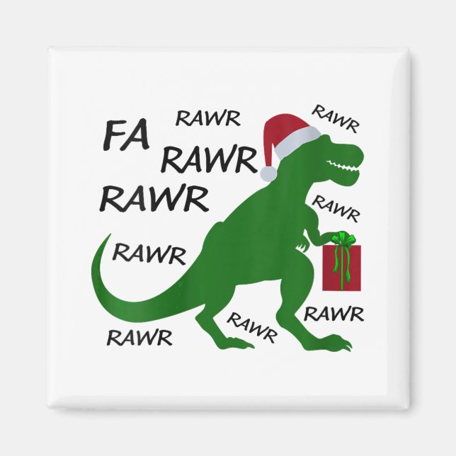 Imán Fa Rawr Dinosaur T-rex Xmas Fiesta Santa T-r (Frente)