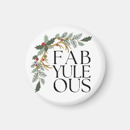 Imán Fab-Yule-Ous Navidades modernos verdes, rojos y do