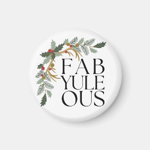 Imán Fab-Yule-Ous Navidades modernos verdes, rojos y do