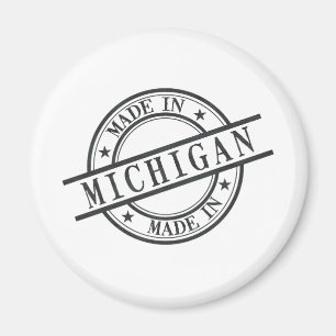 Imán Fabricado En Michigan Stamp Style Símbolo Negro