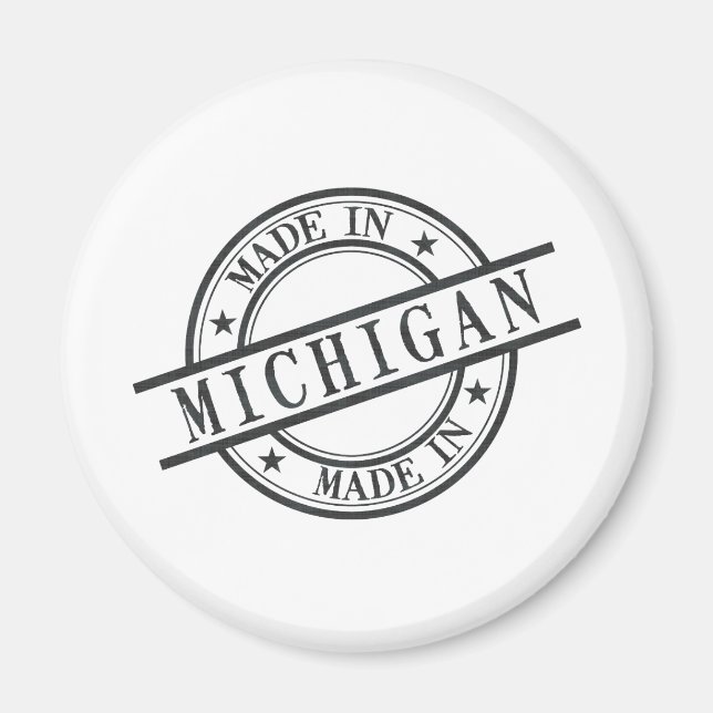 Imán Fabricado En Michigan Stamp Style Símbolo Negro (Frente)