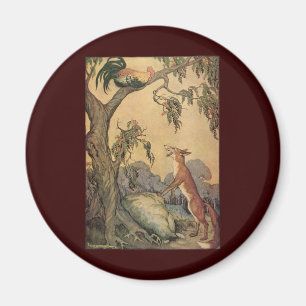 Imán Fábulas antiguas de Esopo, Zorro, Gallo y el Perro