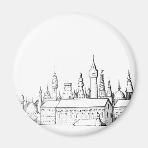 Imán fabulosa ciudad . arte . negro y blanco