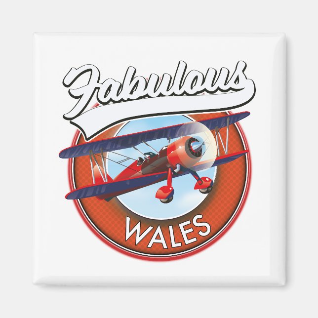 Imán Fabuloso parche de viaje retro de Gales (Frente)