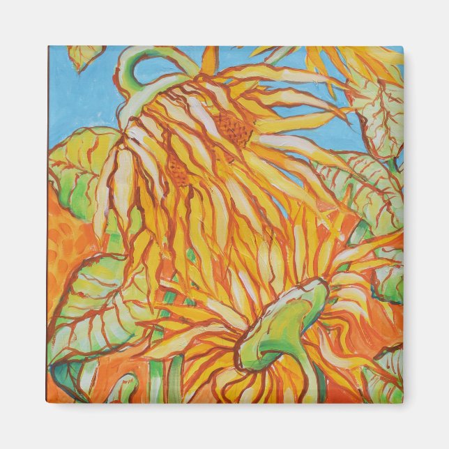 Imán 'Face OFF' girasoles por Bruce Tunis (Frente)