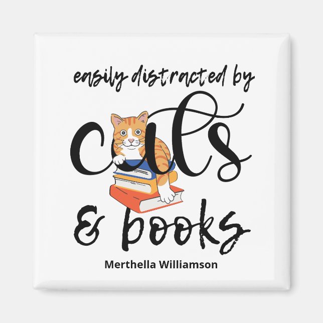 IMÁN FÁCILMENTE DISTRAÍDO POR GATOS Y LIBROS (Frente)