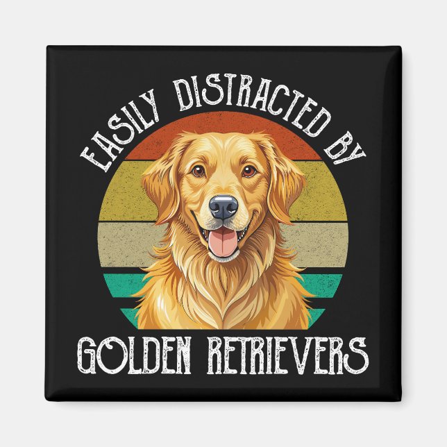 Imán Fácilmente Distraído Por Golden Retrievers (Frente)