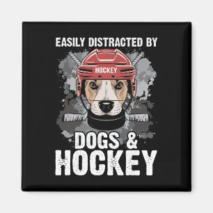 Imán Fácilmente Distraído Por Perros Y Hockey Divertido