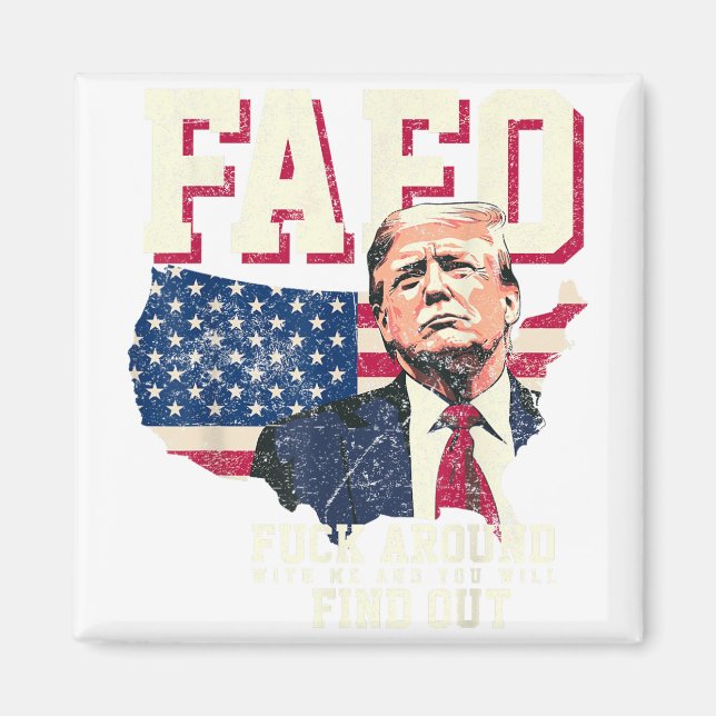 Imán Fafo Trump Bandera estadounidense de mapas (Frente)