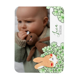 Imán Faire-part naissance magnet Lapin et fleurs