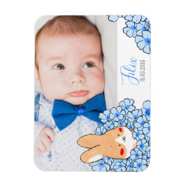Imán Faire-part naissance magnet Lapin et fleurs