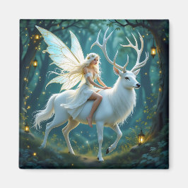 Imán Fairy and White Deer Magical Forest