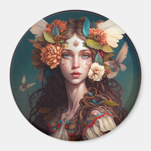Imán Fairy Chica Fantasy Art Button Magnet