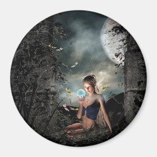 Imán Fairy Tale Crystal Ball Full Moon Fantasy Magnet