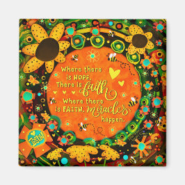 Imán Faith Bonito Naranja Floral Amarilla Bumblebee Ire