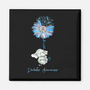 Imán Faith Cute Elephants Sunflower Diabetes Conciencia