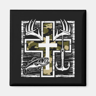 Imán Faith Fishing Hunting Camo Cross With Hook B Chris