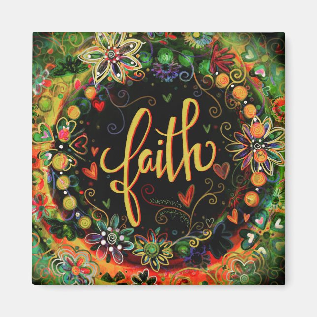 Imán Faith Floral bendiciones Inspiradoras Bonito Trend (Frente)