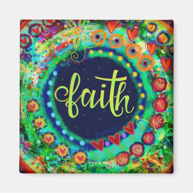 Imán Faith Green Bonito Diversión Floral Inespiritualid (Frente)