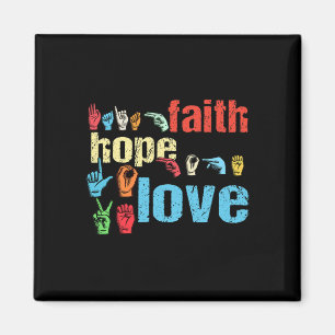 Imán Faith Hope Love American Rótulo Language Christian