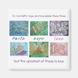 Imán Faith Hope Love Angel Word Collage Magnet