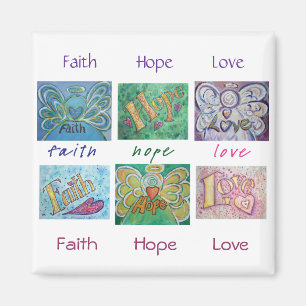 Imán Faith Hope Love Angel Word Collage Magnet