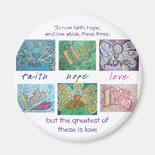 Imán Faith Hope Love Angel Word Collage Magnet