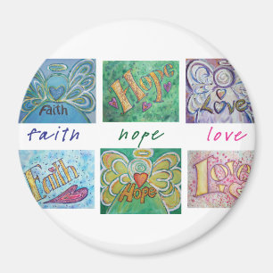 Imán Faith Hope Love Angel Word Collage Magnet